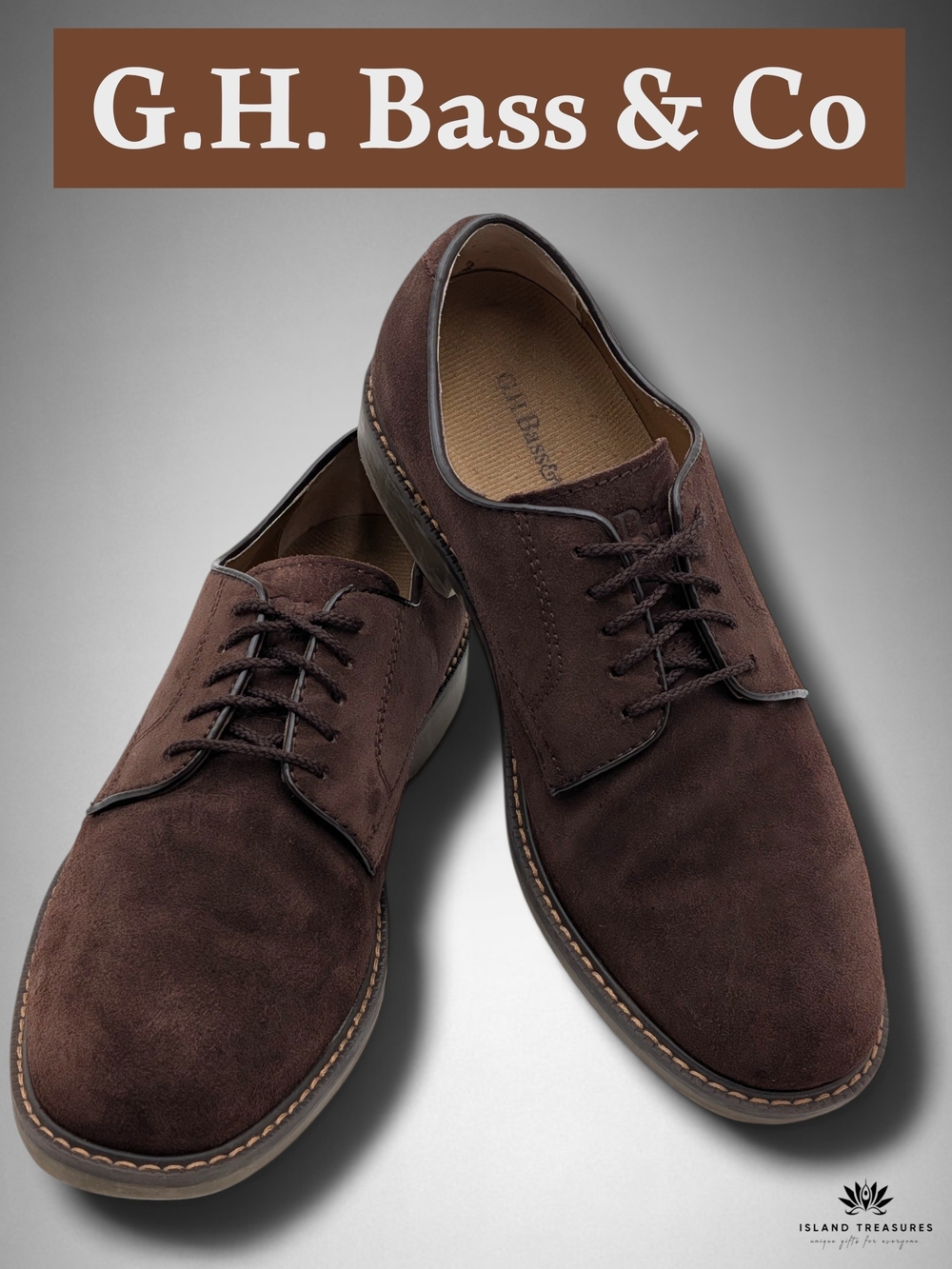 G.H. Bass & Co Brockton Brown Suede Derby Oxfords Sz 9.5D Lace-Up Casual Dress